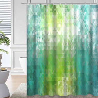 Rideau de douche abstrait vert avec 12 crochets