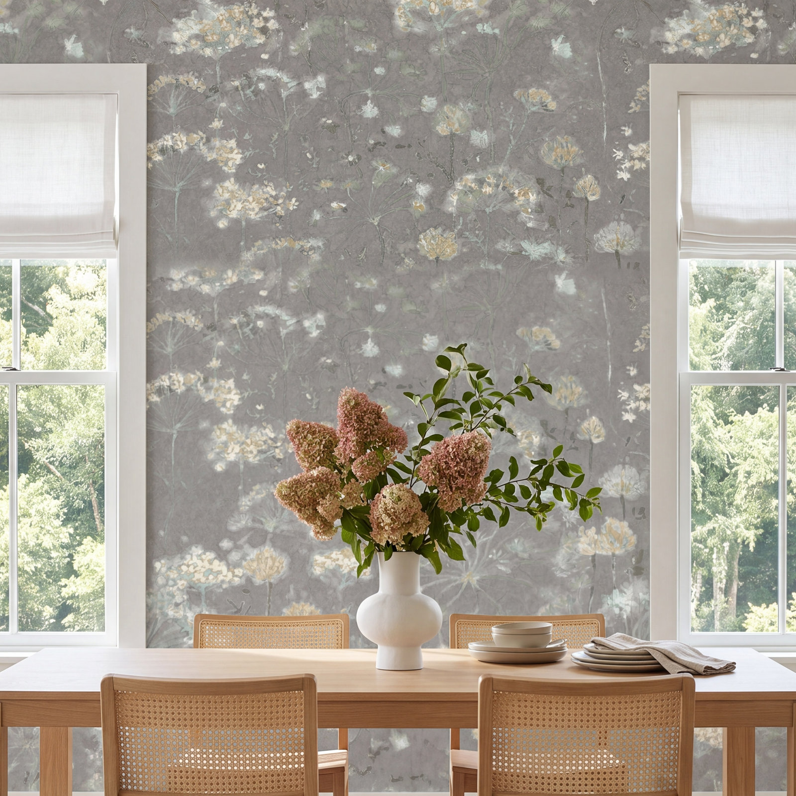 Floral Wallpaper, Gray