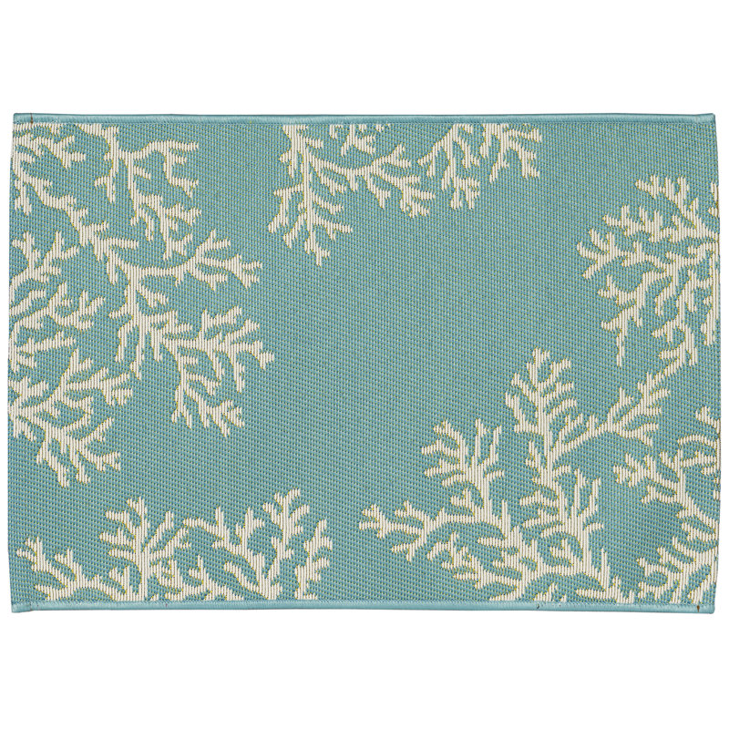 Tapis de cuisine Thomasina, Turquoise, Rectangle 2 pi x 2 pi 10 po