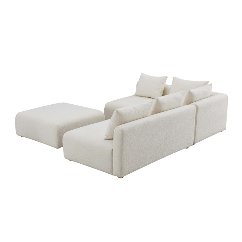 Canapé modulaire 4 pièces Tov Furniture Hangover, Crème Boucle
