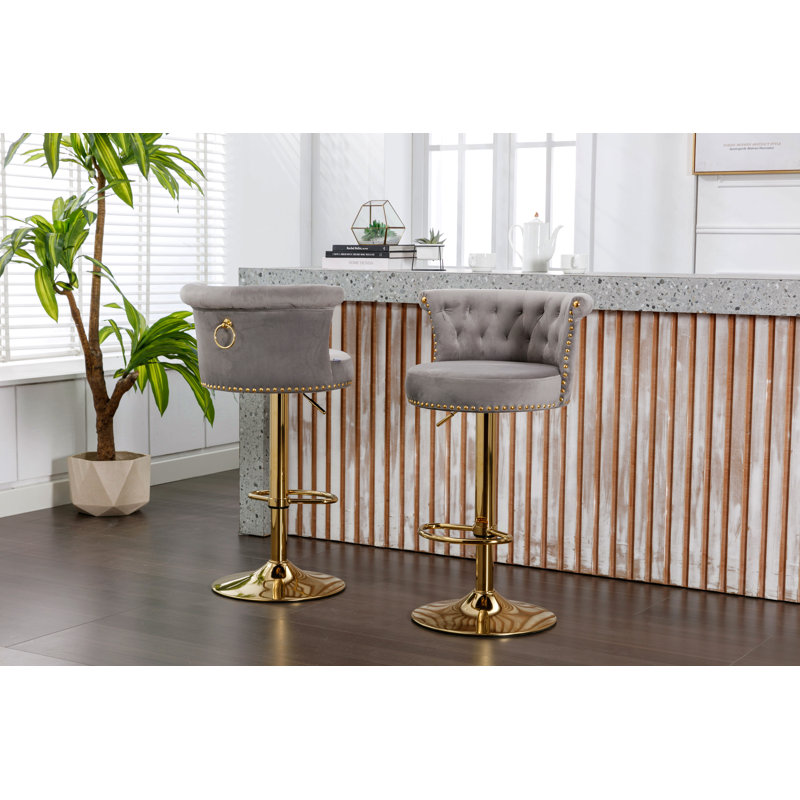 Ensemble de 2 tabourets de bar pivotants avec repose-pieds réglables avec repose-pieds pour la cuisine et la salle à manger 2PC / ENSEMBLE