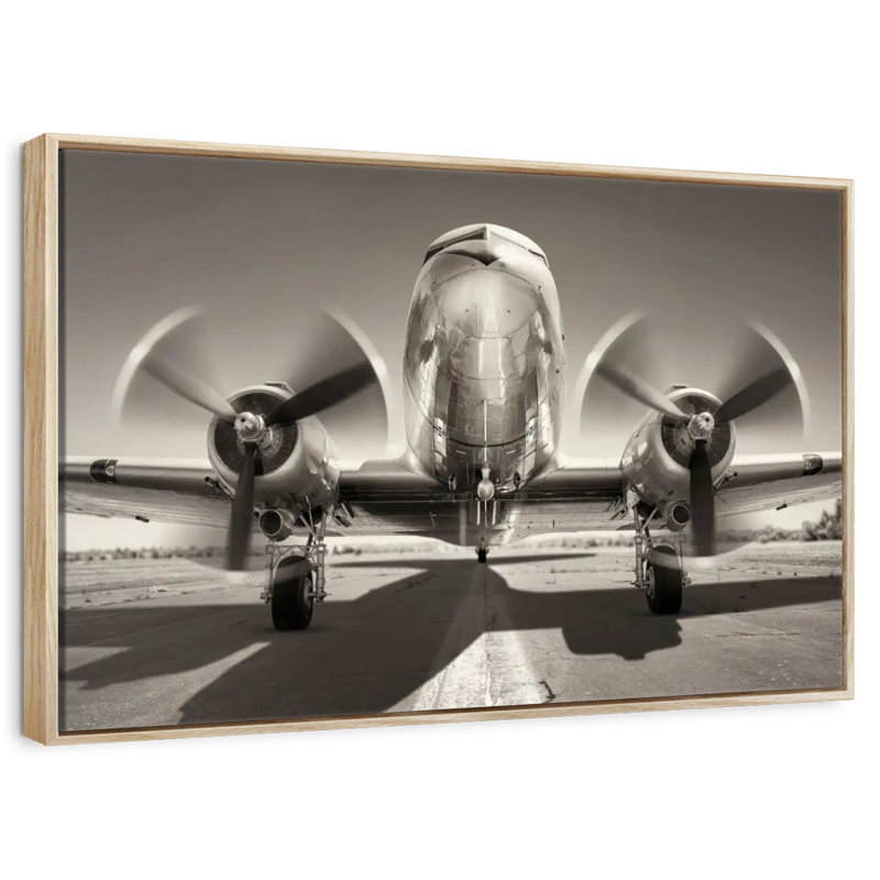 Gray Plane, 19" X 13", Floating Frame Natural Wood