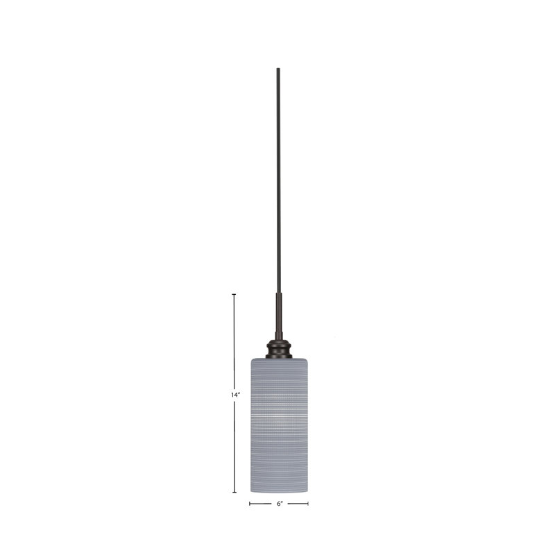 Edge Cord Mini Pendant Shown In Espresso Finish With 4" Matrix Glass, Grey