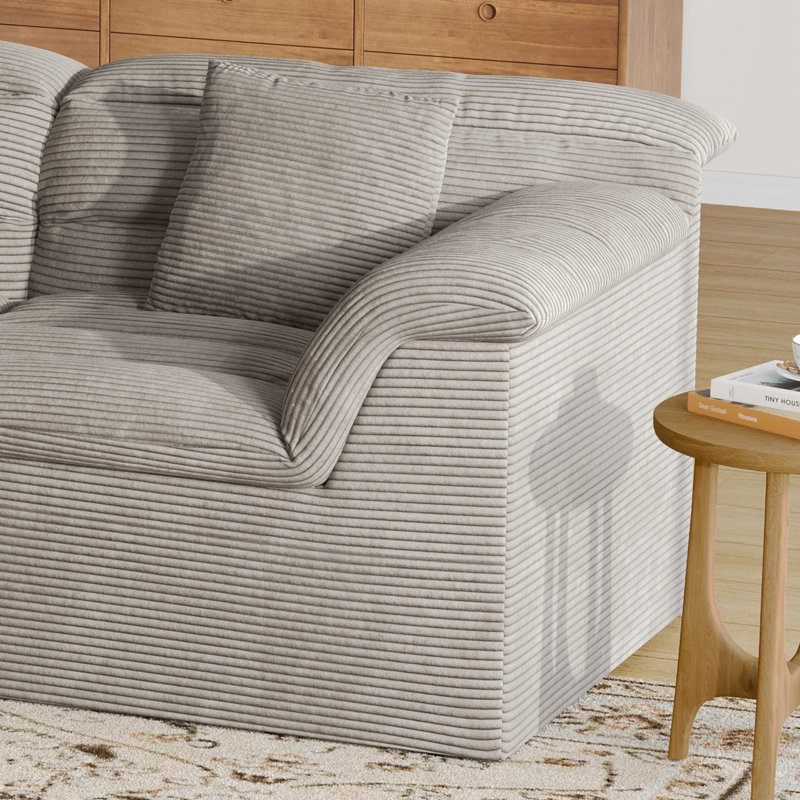 112" Modular Cloud Sectional Couch with Ottoman, No Assembly Required Upholstery Sofa, Light Gray, 33" H x 112" W x 66.1" D