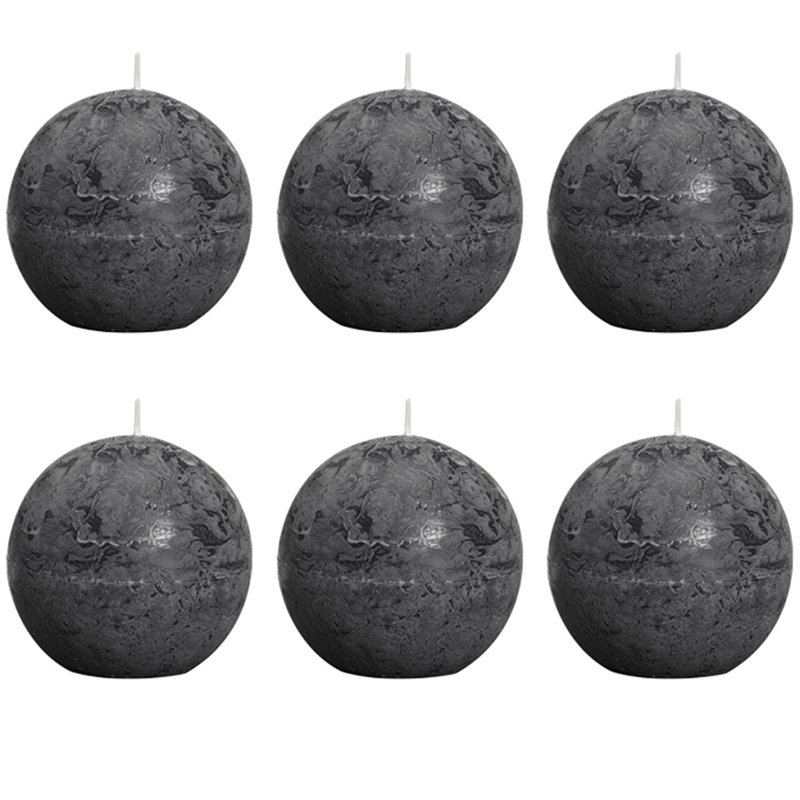 Bolsius Bolsius Rustic Ball Candle 80 mm, Charcoal grey