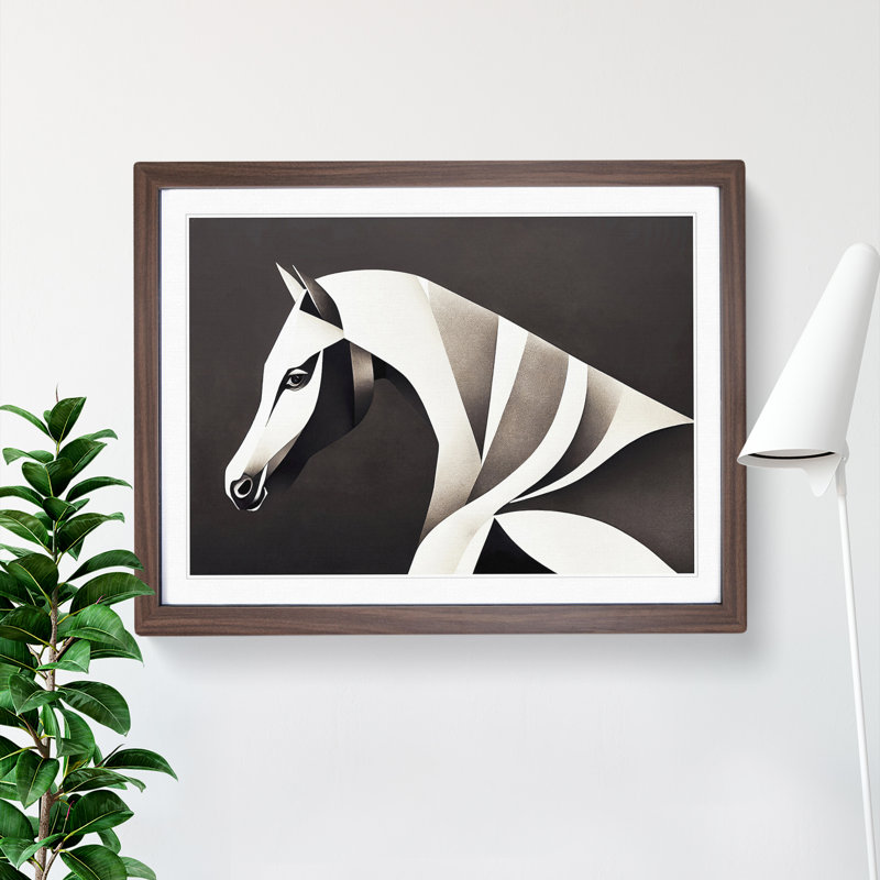 The Contemporary Horse Abstract 1 Piece Single Picture Frame Wall Art, 46cm H x 64cm W, Walnut