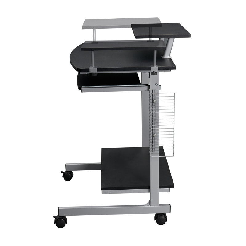 Hurrem Rectangle Computer Desk with Hutch, Gray