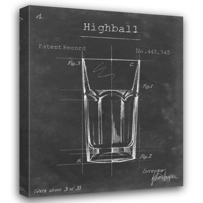 17 Stories Harper, Ethan Gallery Wrapped Canvas Art Titled: Barware Blueprint II