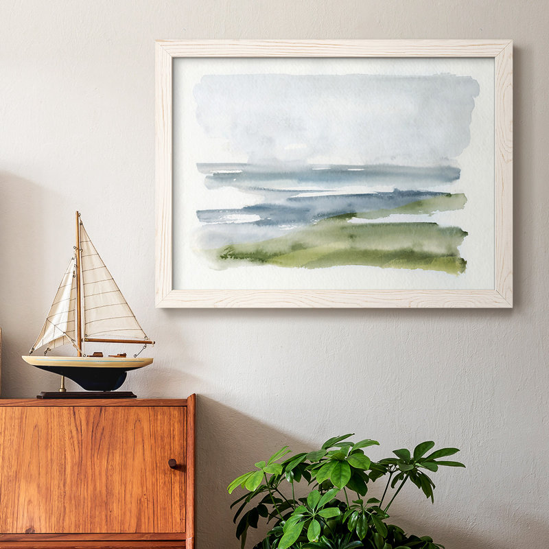 Coastline Splash I - Toile tendue avec châssis rustique, Cadre blanc, H 14 po x l 20 po x P 1,5 po