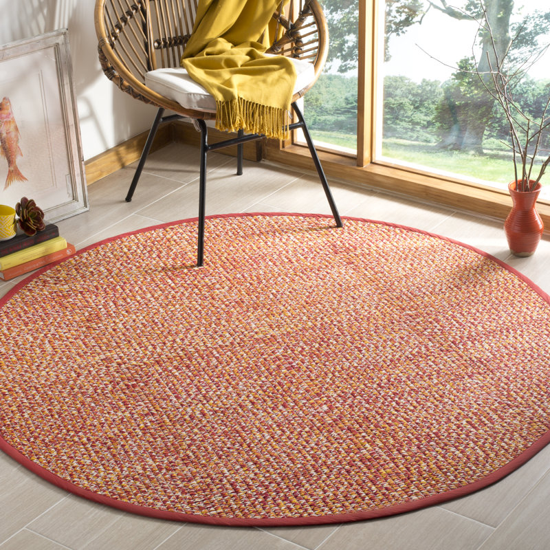 Figuig Hand Woven Cotton Abstract Rug, Round 6'