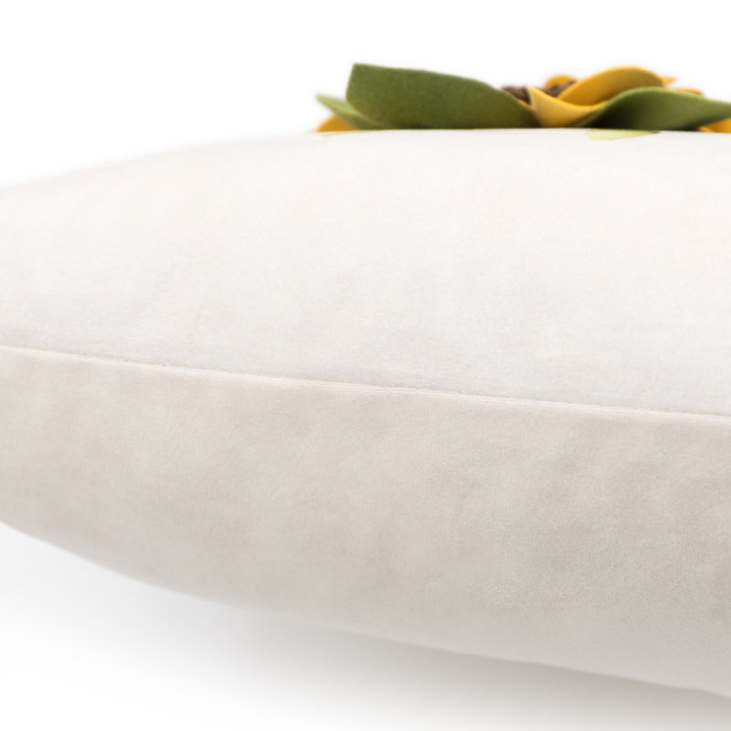 Housse de coussin décoratif décoratif 3D floral 18 po x 18 po jaune velours