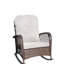 Fauteuil d'extérieur avec coussin moelleux et résistant - Fauteuil à bascule de jardin large en PE pour terrasse et patio