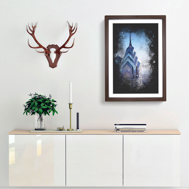 One Liberty Place in Philadelphia - Picture Frame Graphic Art Print, 87cm H x 62cm W x 2cm D, Walnut Framed
