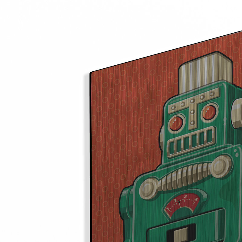 «Vintage Green Robot» par Ron Magnes, art mural en métal, H 16 po x l 12 po