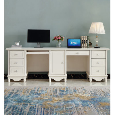 Modern Minimalist White Double Desk