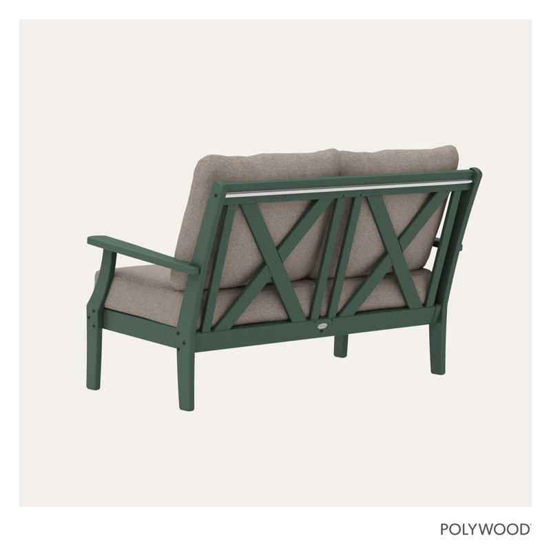 Braxton Deep Seating Loveseat, Green/Weathered Tweed