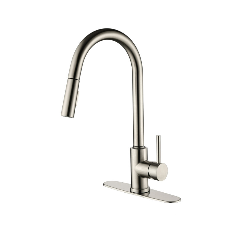 Robinet de cuisine avec douchette extractible, Nickel brossé
