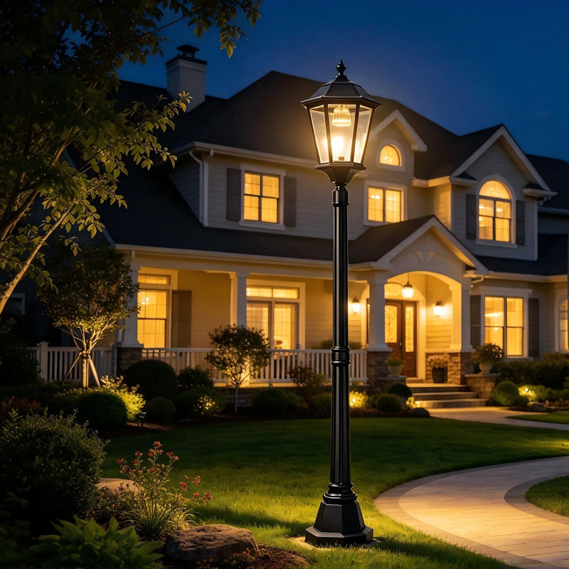 Solar Post Light Streetlight Black Aluminium