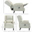 Fauteuil inclinable de salon avec massage par vibration et chaleur - repose-pieds simple à oreilles en tissu de lin blanc, poche latérale moderne, couleur