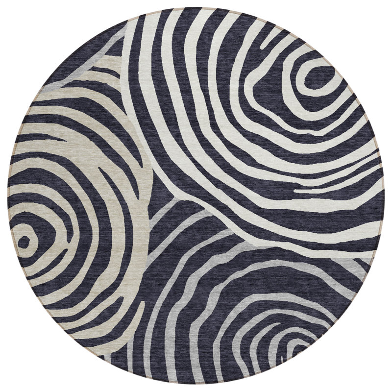 Leis Abstract Indoor Rug, Round 8'
