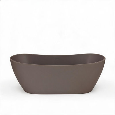 Baignoire de trempage autoportante 65 pouces à surface solide gris brun avec finition mate