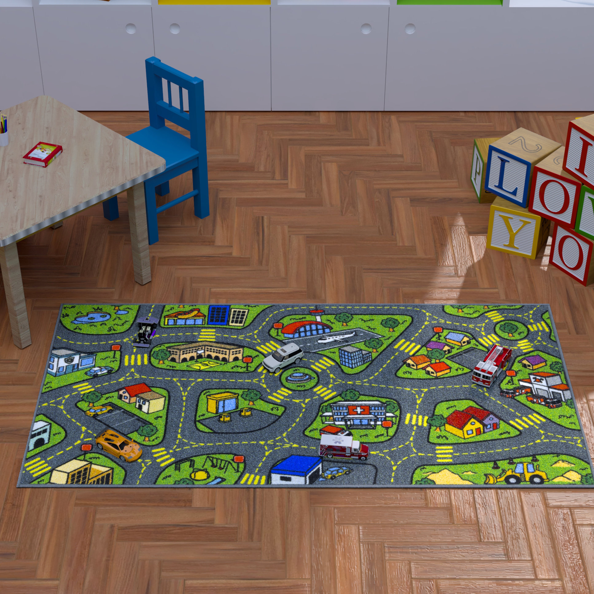 Kids Carpet Playmat Rug City Life Great for Playing with Cars and Toys -  Play Learn and Have Fun Safely - Kids Baby Children Educational Road  Traffic