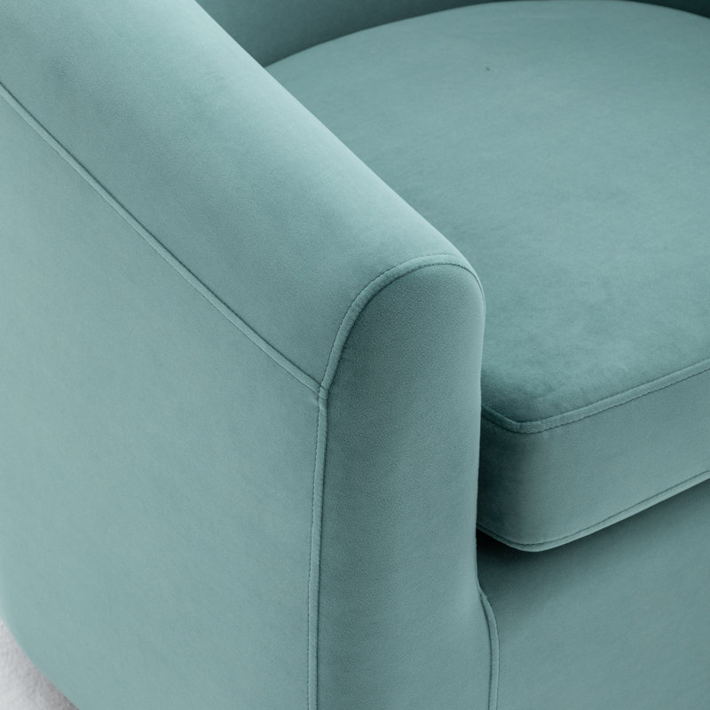 Richard  Upholstered Velvet Swivel Barrel Chair, Green