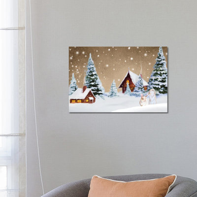 Christmas Village 1 Piece Wrapped Canvas Painting