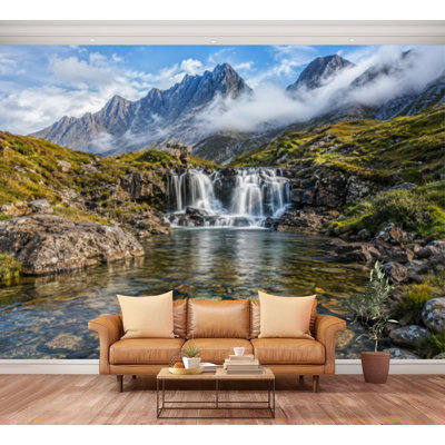 Wall Mural Peel and Stick Wallpaper Fairy Pools Glen Brittle Isle Skye Scotland UK Self-Adhesive Removable Contact Paper Wall Decor for Living Room Bedroom 100"H x 144"W