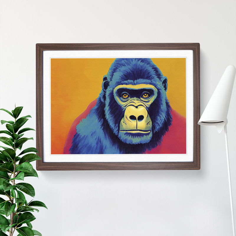 Impressive Gorilla Abstract - Single Picture Frame Print, 46cm H x 64cm W x 2cm D, Walnut