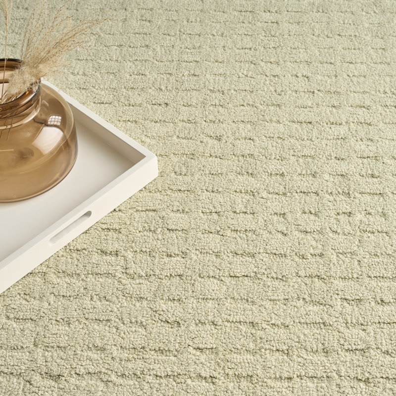 Tapis d'intérieur contemporain vert clair DKNY Pure Grids, Rectangle 7 pi 9 po x 9 pi 9 po