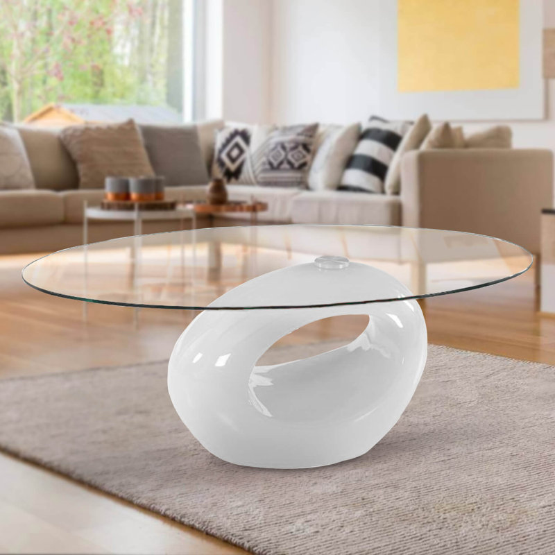 Table basse en verre, Blanc