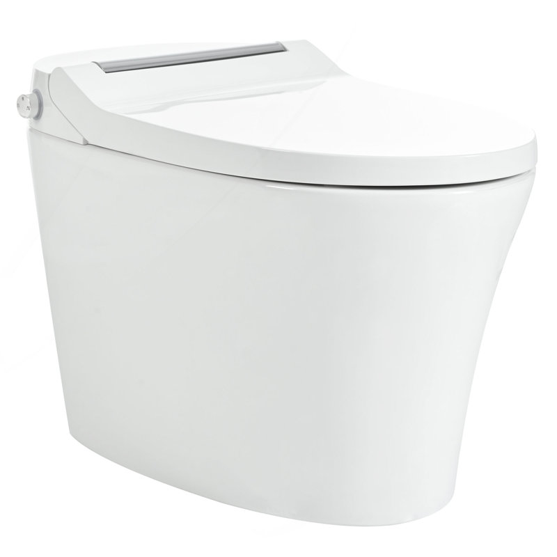 Smart toilet with Built-in Heated Seat, One Piece Elongated Modern Toilet with Adjustable Temp Heated Seat, Auto Flush,  Dual Flush Toilet 1/1.28 GPF, Foot sensor Flush, White Night Light,Knob Control