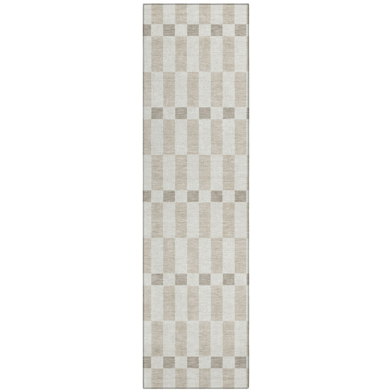Machine Washable Indoor/Outdoor Chantille ACN2547 Geometric Rug, Runner 2'3" x 7'6", Ivory