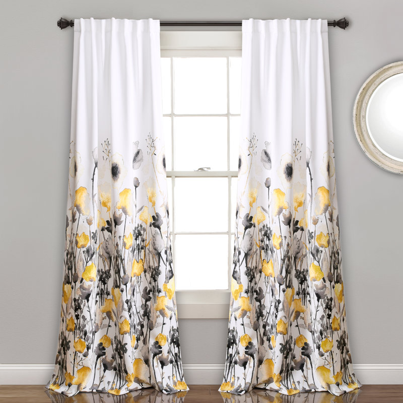 Room Darkening Curtain Pair, 132cm W x 241cm L, Yellow