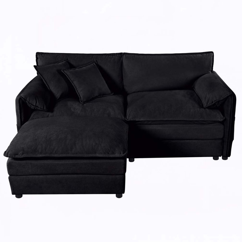 Canapé modulaire rembourré à assise profonde modulaire, Noir