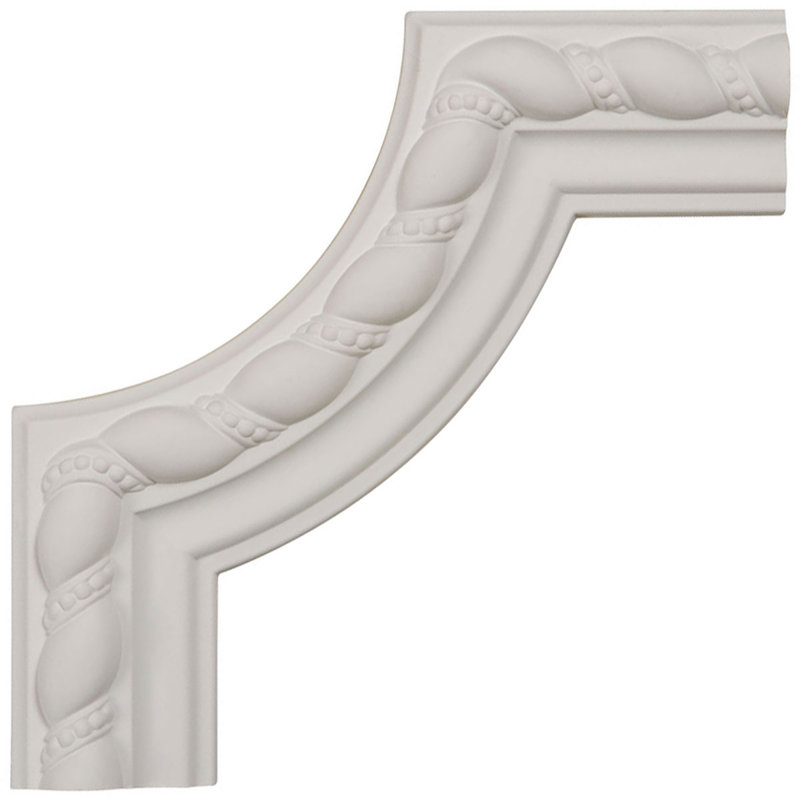 8" White Polyurethane Rope Panel Moulding Corner