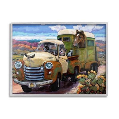 " Dogs Driving Vintage Rustic Truck With Horse Trolley " by CR Townsend