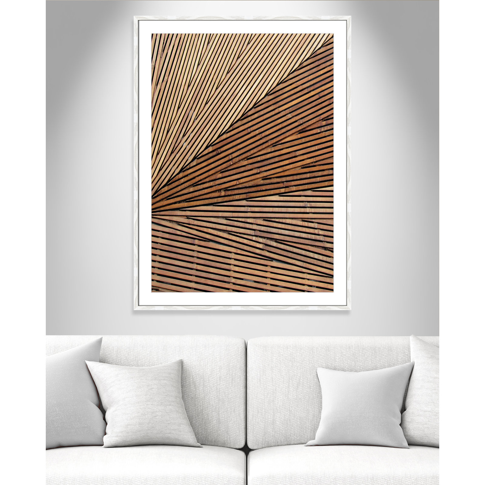 Fayette "Geometric Wood Panel 1" Print, 41.5" H x 29.5" W x 0.75" D, White Wood Grain