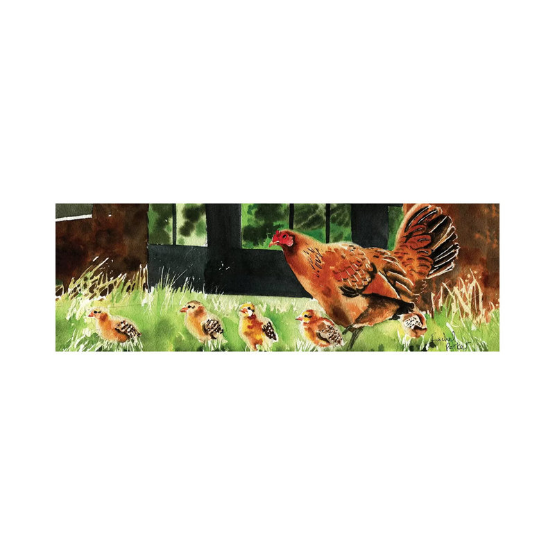 Mama Chicken by Rachel Parker - Wrapped Canvas Panoramic Gallery-Wrapped Canvas Giclée, 30.48 cm H x 91.44 cm W x 1.91 cm D