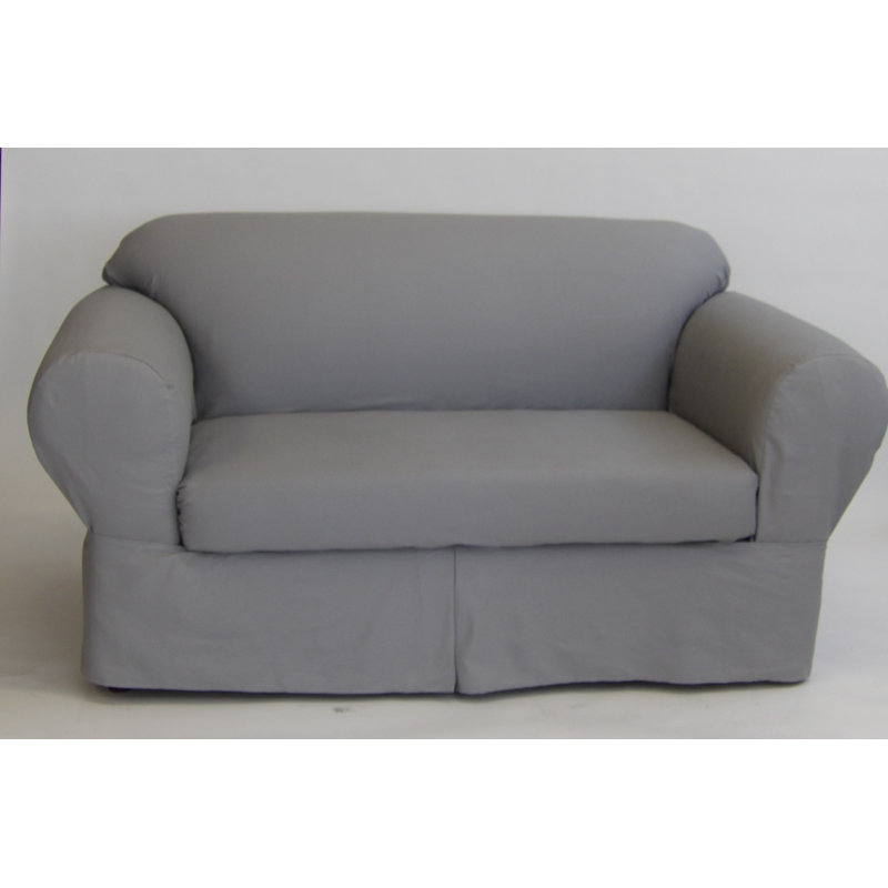 Housse pour canapé à coussins carrés/rectangulaires, Sergé de coton gris, H 38 po x l 72 po x P 27 po