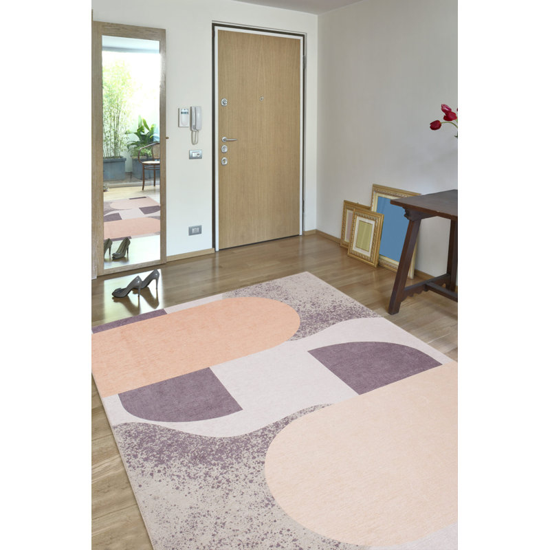 Tapis décoratif beige à motif géométrique tissé, Rectangle 3 pi 10 po x 5 pi 3 po