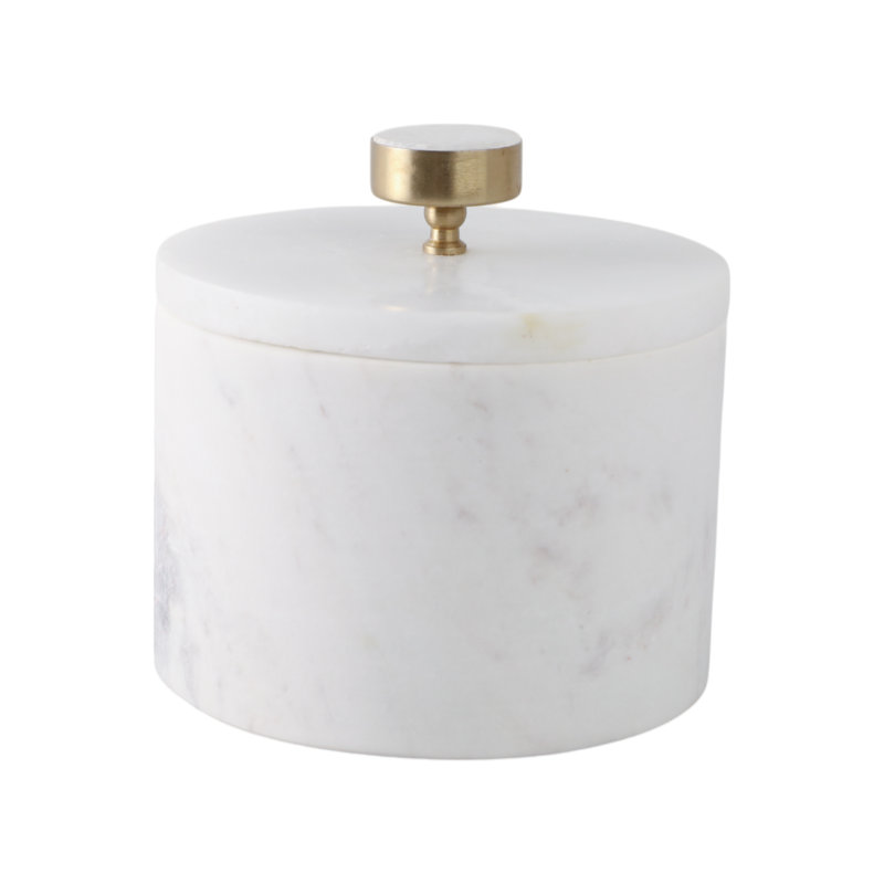 Sagebrook Home 8" Vero Large Alabaster And Marble Box, 5" H x 6" W x 6" D