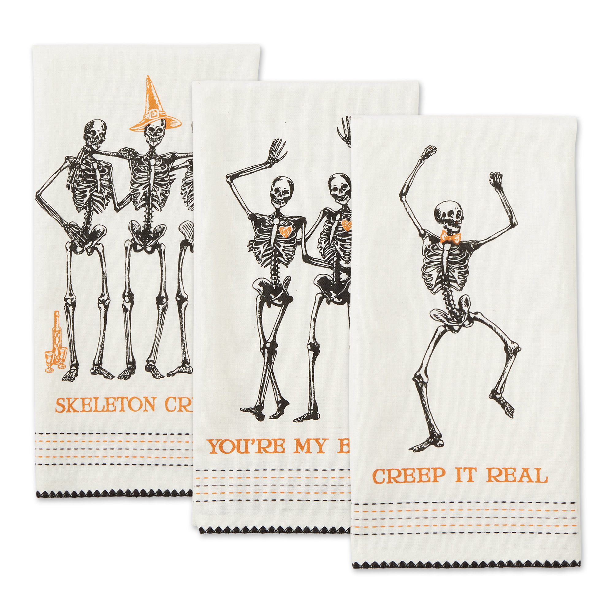 The Holiday Aisle® 3 Piece Asst Skeletons Tea Towel Set | Wayfair