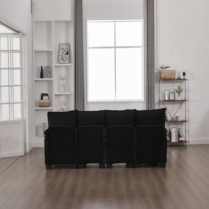 Canapé en U en forme de U, canapé modulaire en chenille confortable de 110 pouces à 4 places avec méridienne double et mousse à mémoire de forme pour une vie moderne
