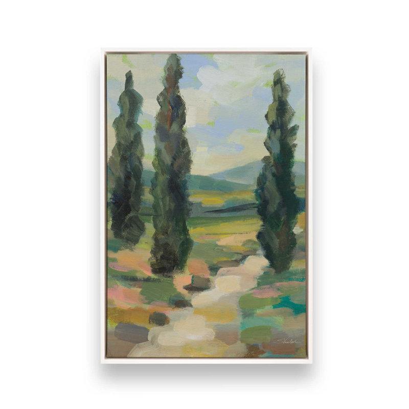 «Path in Tuscany» par Silvia Vassileva, reproduction d'art, H 24 po x l 18 po, Cadre flottant, Blanc