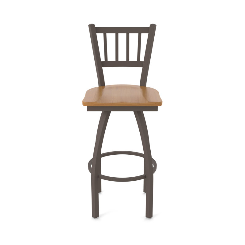 Tabouret de bar rotatif 25 po Nicolai, Bronze, Bois - Érable moyen, Tabouret de bar (siège d’une hauteur de 30 po)
