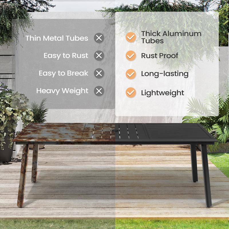 6 - Person Outdoor Dining Set With Foldable Chairs, Black/Beige