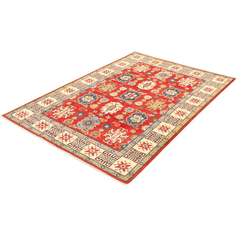 One-of-a-Kind Rectangle 6'4" X 9'9" New Age Wool Area Rug in Blue/Red/Beige