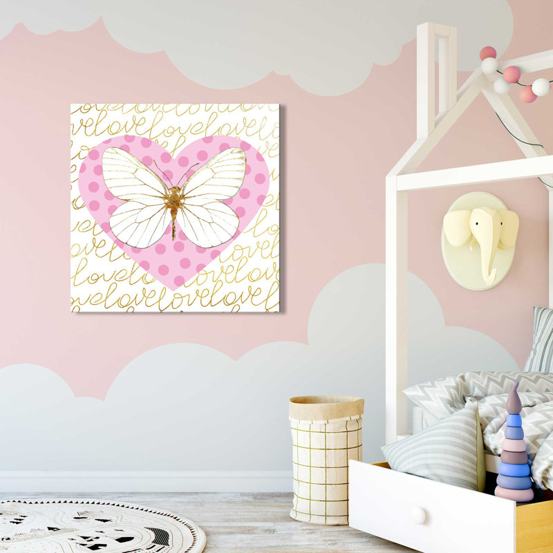 «Butterfly Love (Pink) (Square)» par Jodi - impression, H 36 po x l 36 po x 1,5 po, Toile tendue